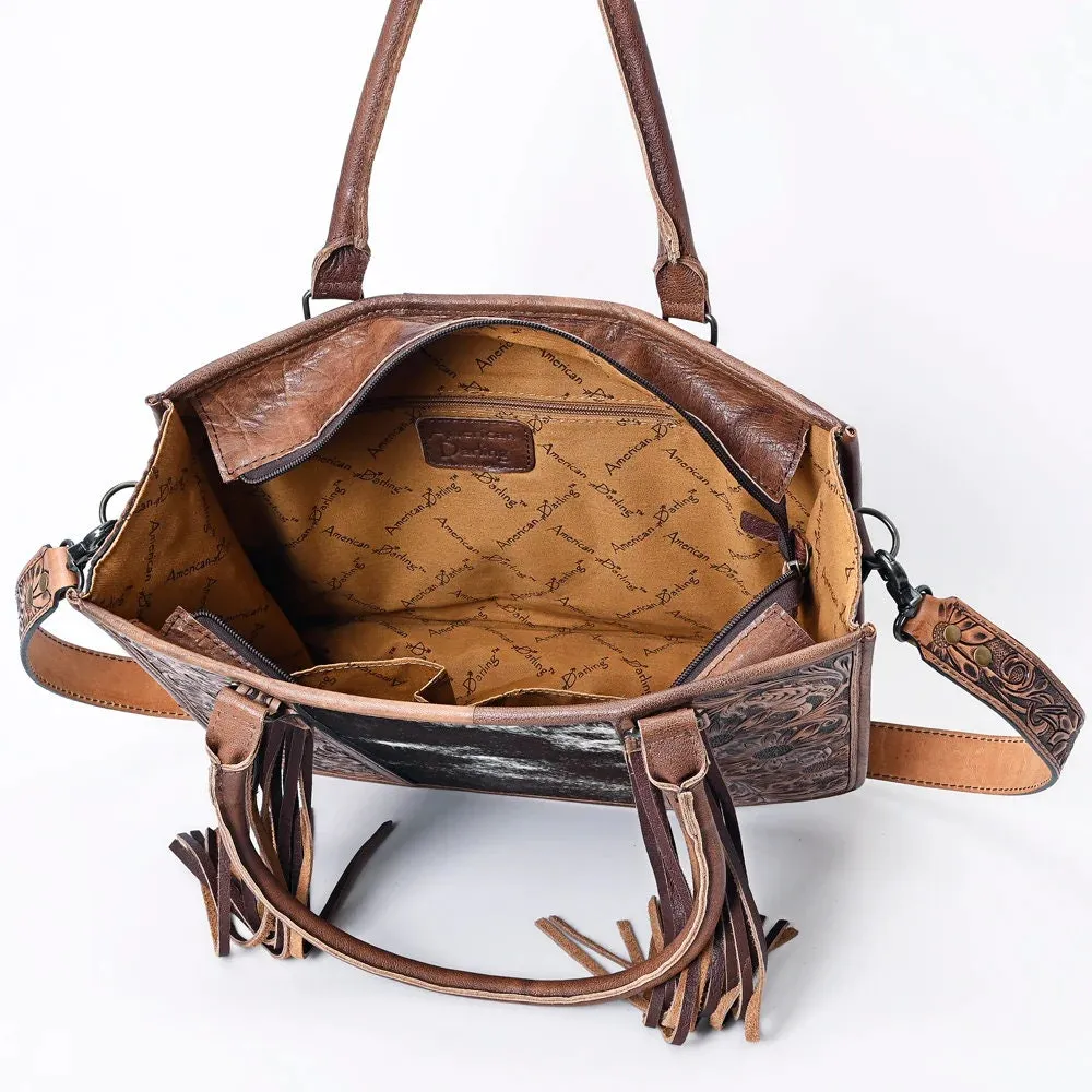 Spring Blooms Western Leather Tote Bag