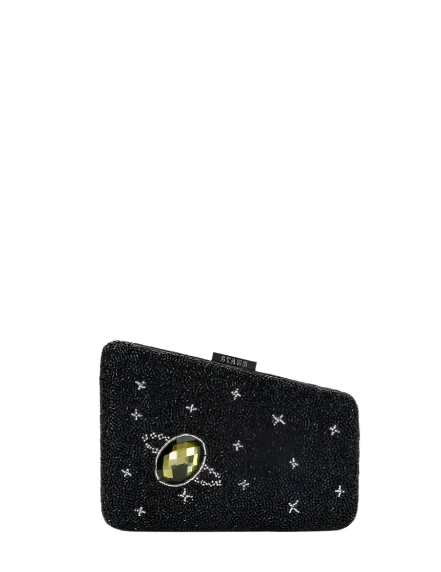 Staud Carmella Beaded Clutch in Black Celestial
