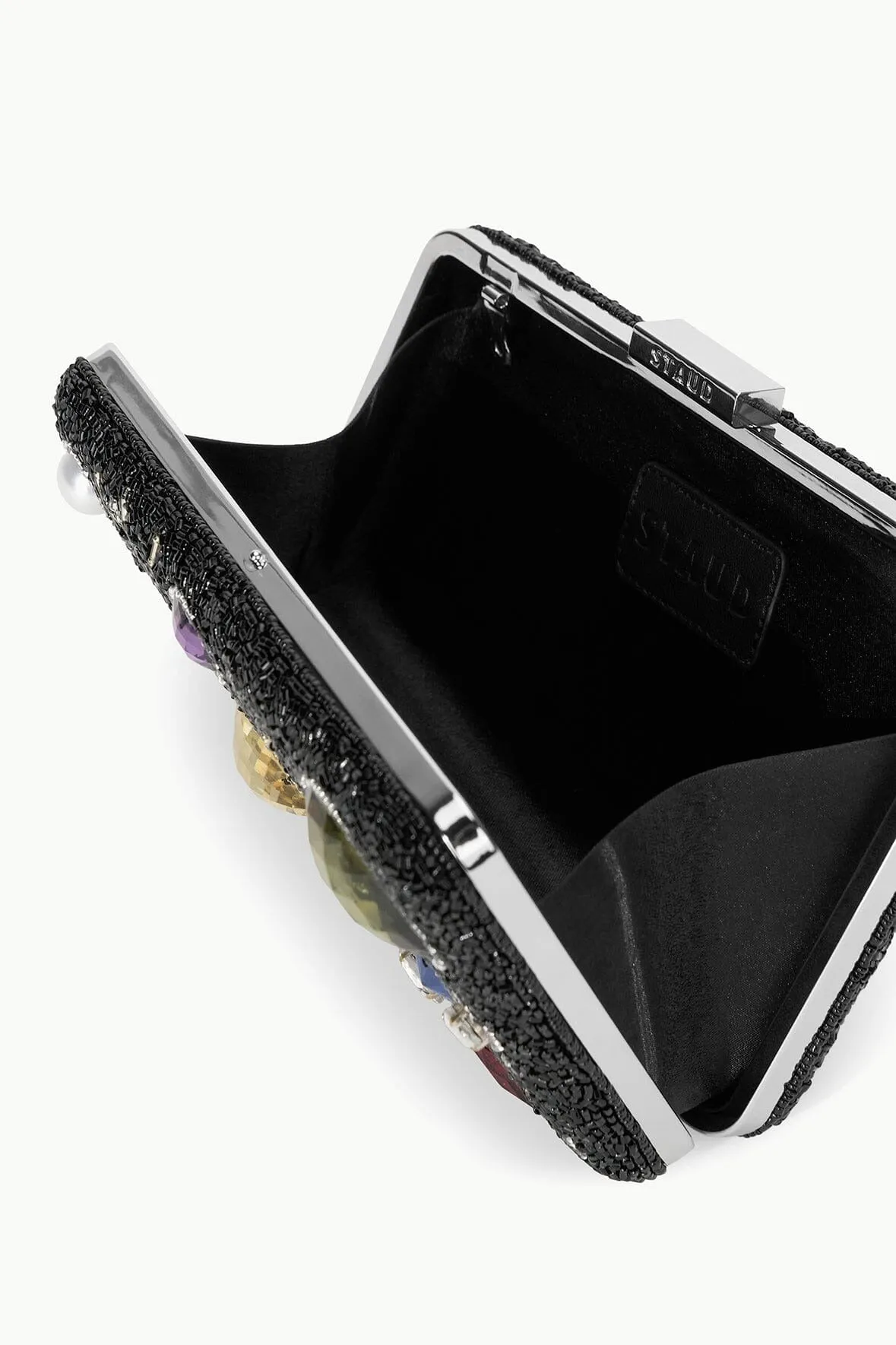 Staud Carmella Beaded Clutch in Black Celestial