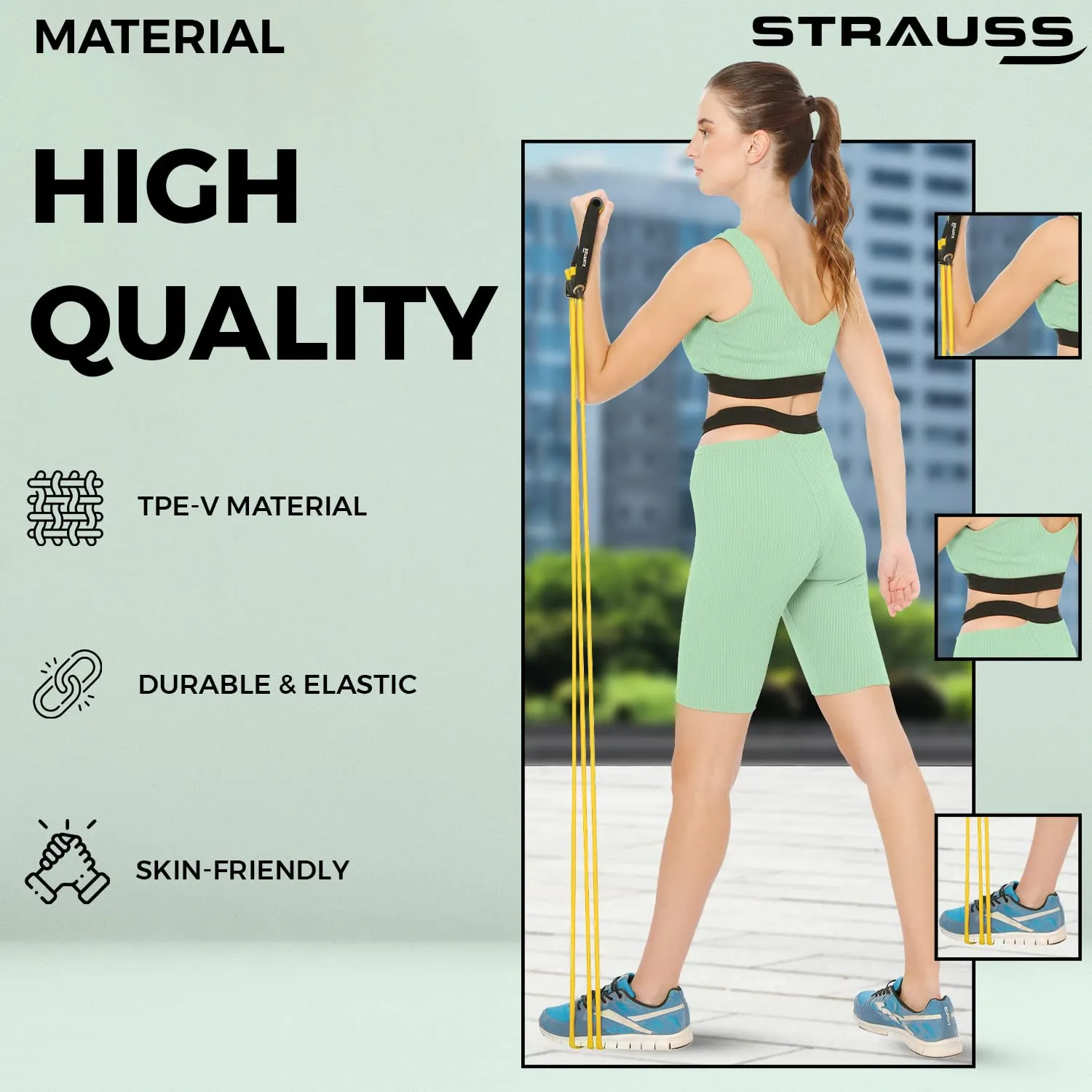 Strauss Triple Resistance Tube | Door Anchor for Exercise & Stretching | Gym Equipment for Strength Training, Home Gym Workouts with Carry Bag | 13 Kg,(Yellow)