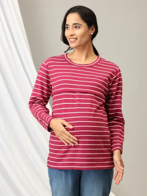 Stripe It Rich Maternity and Nursing Sweatshirt