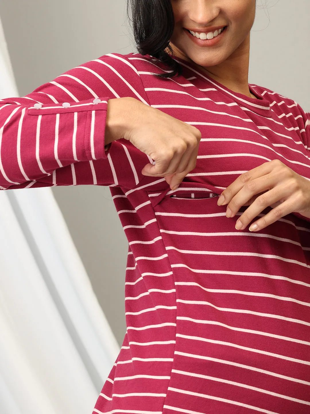 Stripe It Rich Maternity and Nursing Sweatshirt