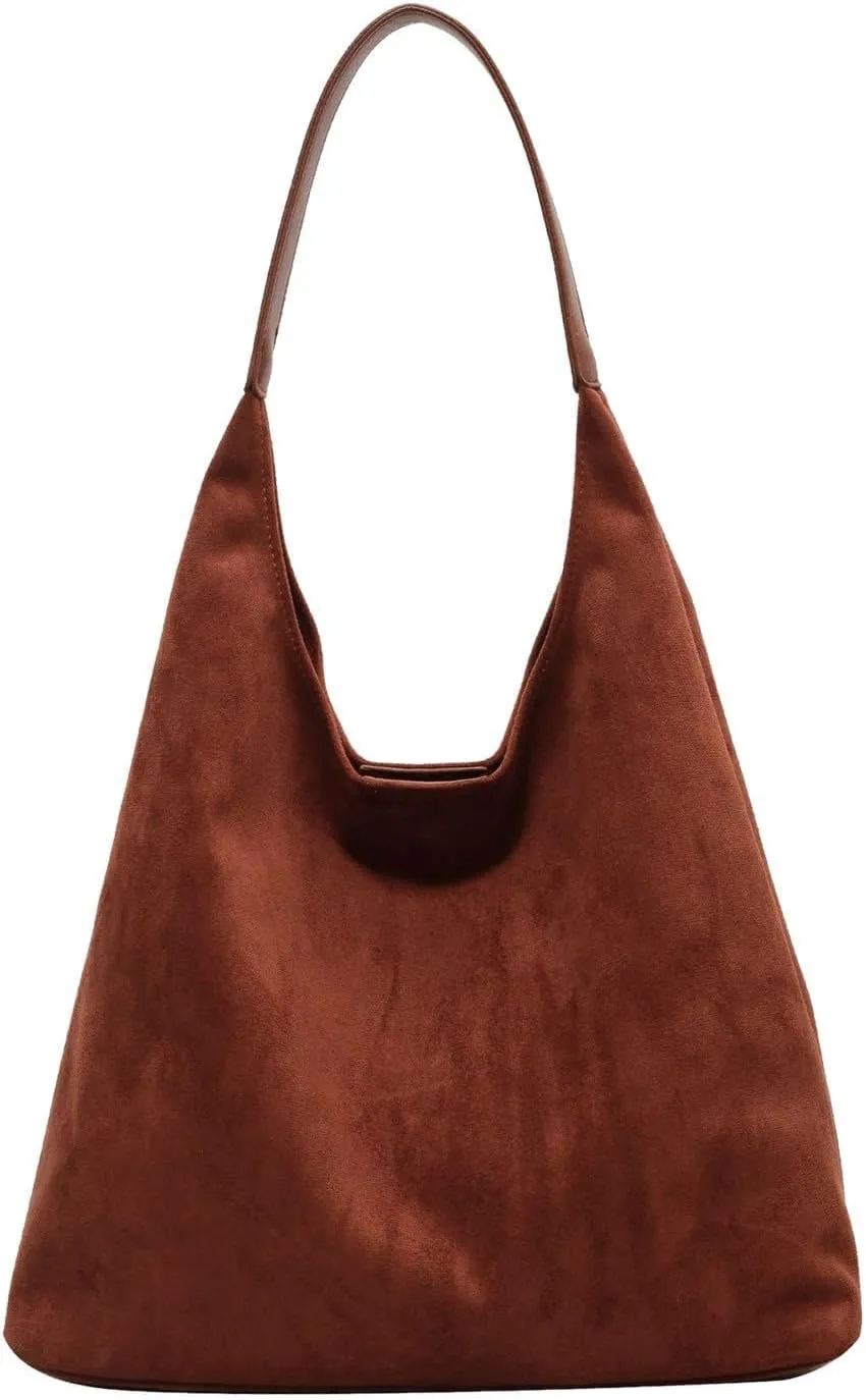 Suede Tote Bag for Women Casual Shoulder Bags Underarm Bag 2024 Stylish Large Capacity Work Handbag Retro Hobo Bag