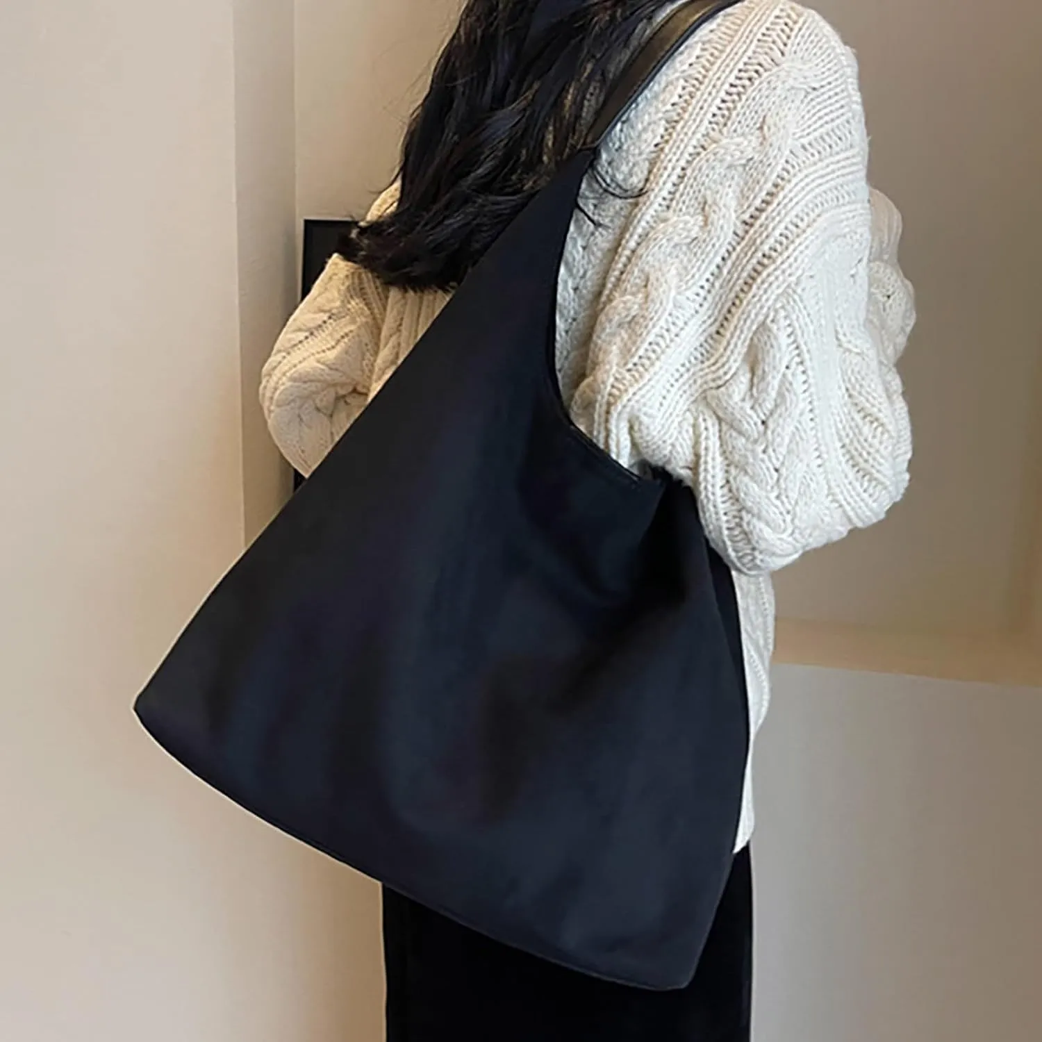 Suede Tote Bag for Women Casual Shoulder Bags Underarm Bag 2024 Stylish Large Capacity Work Handbag Retro Hobo Bag