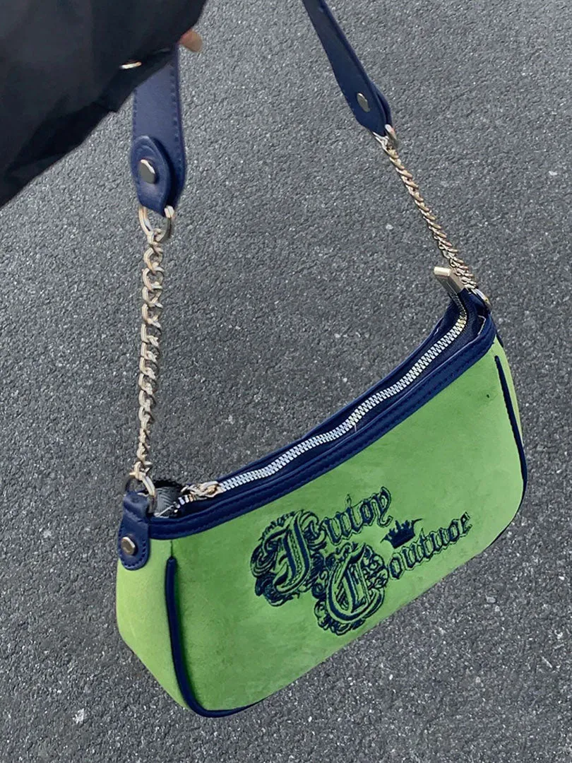 suede velvet embroidered bag
