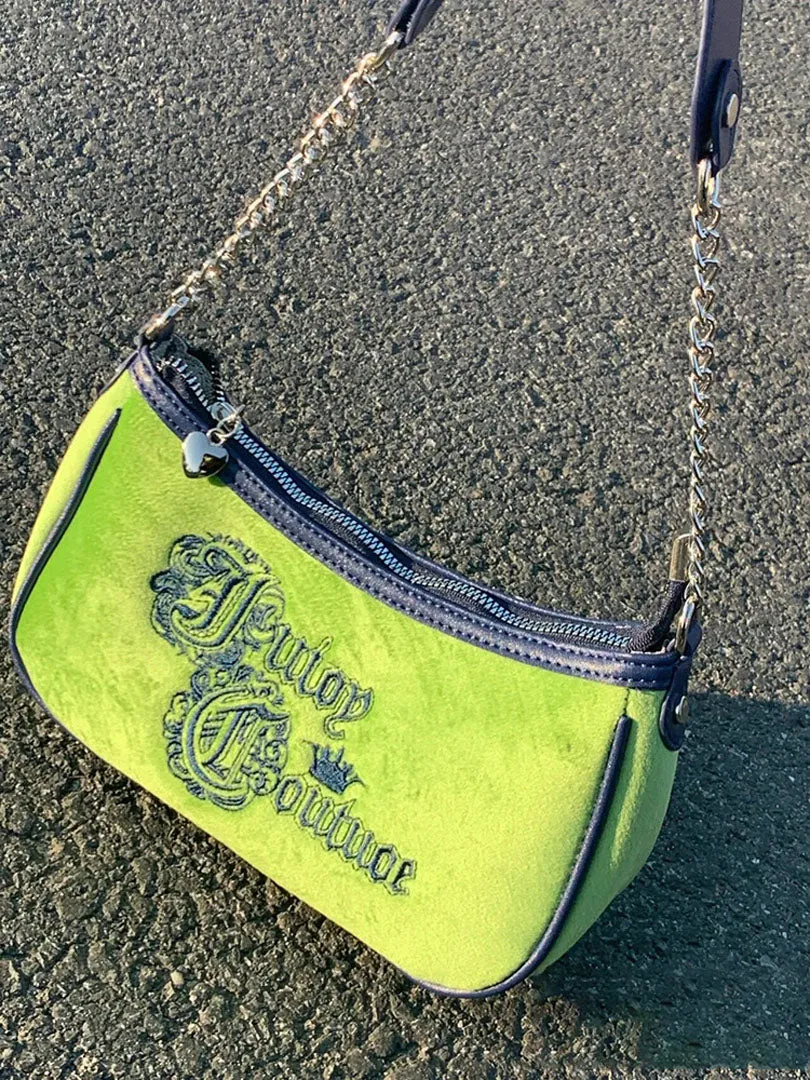 suede velvet embroidered bag
