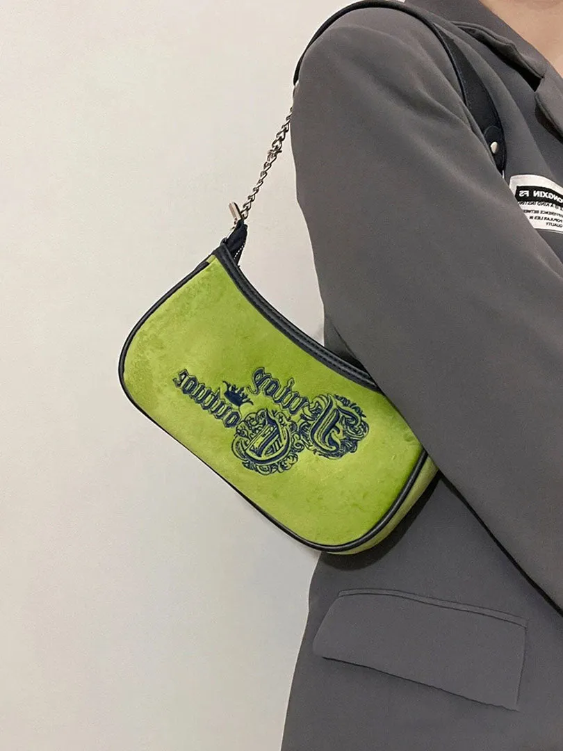suede velvet embroidered bag