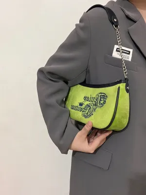 suede velvet embroidered bag