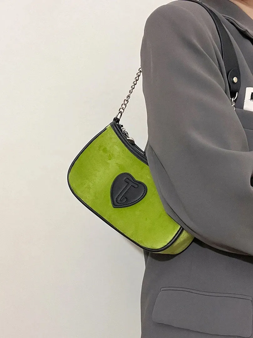 suede velvet embroidered bag