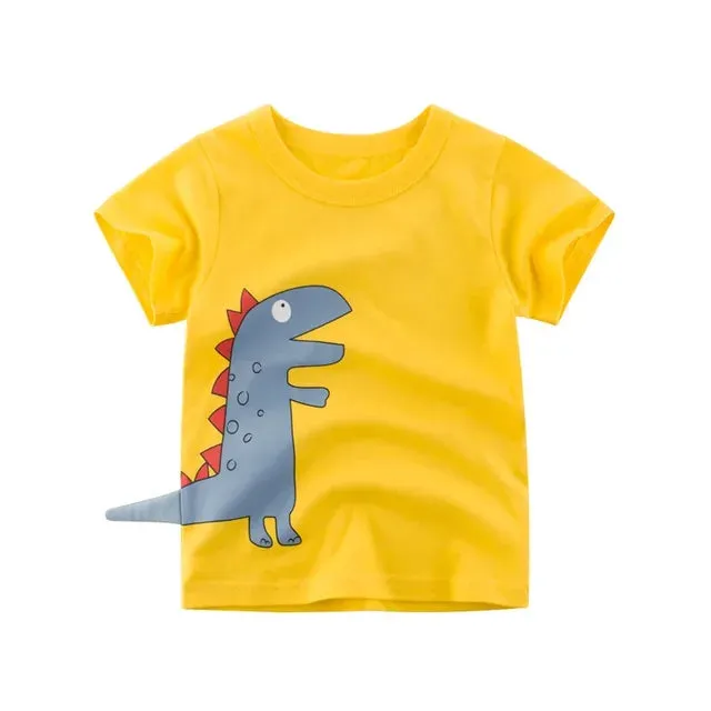 Summer Children 3D Cartoon T-shirt for Boy Animal Printing Dinosaur Shark Boys T Shirt Girls Tops Tees Cartoon Kids Clothes