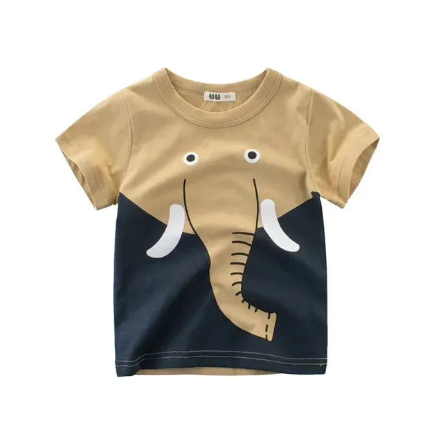 Summer Children 3D Cartoon T-shirt for Boy Animal Printing Dinosaur Shark Boys T Shirt Girls Tops Tees Cartoon Kids Clothes