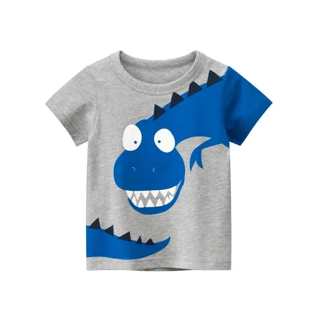 Summer Children 3D Cartoon T-shirt for Boy Animal Printing Dinosaur Shark Boys T Shirt Girls Tops Tees Cartoon Kids Clothes