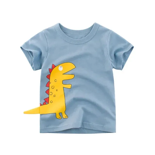 Summer Children 3D Cartoon T-shirt for Boy Animal Printing Dinosaur Shark Boys T Shirt Girls Tops Tees Cartoon Kids Clothes