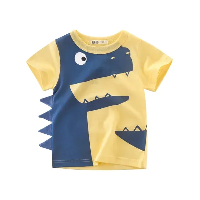 Summer Children 3D Cartoon T-shirt for Boy Animal Printing Dinosaur Shark Boys T Shirt Girls Tops Tees Cartoon Kids Clothes