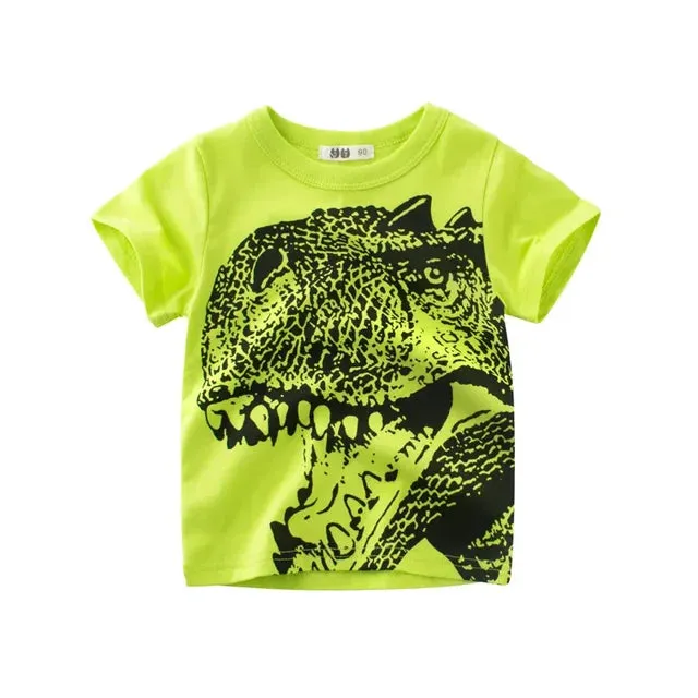 Summer Children 3D Cartoon T-shirt for Boy Animal Printing Dinosaur Shark Boys T Shirt Girls Tops Tees Cartoon Kids Clothes