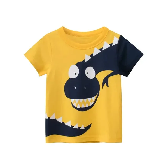 Summer Children 3D Cartoon T-shirt for Boy Animal Printing Dinosaur Shark Boys T Shirt Girls Tops Tees Cartoon Kids Clothes