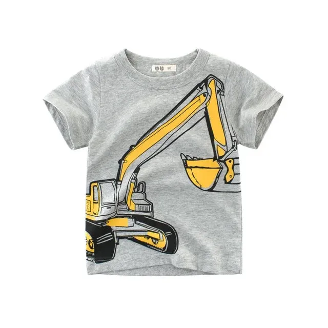 Summer Children 3D Cartoon T-shirt for Boy Animal Printing Dinosaur Shark Boys T Shirt Girls Tops Tees Cartoon Kids Clothes