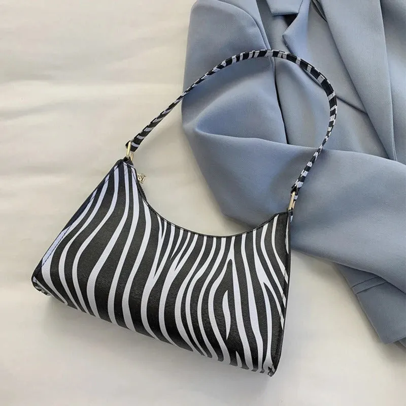 Summer New Shoulder Bags for Women High Quality Zebra Underarm Handbags PU Leather Leopard Armpit Purse Bag