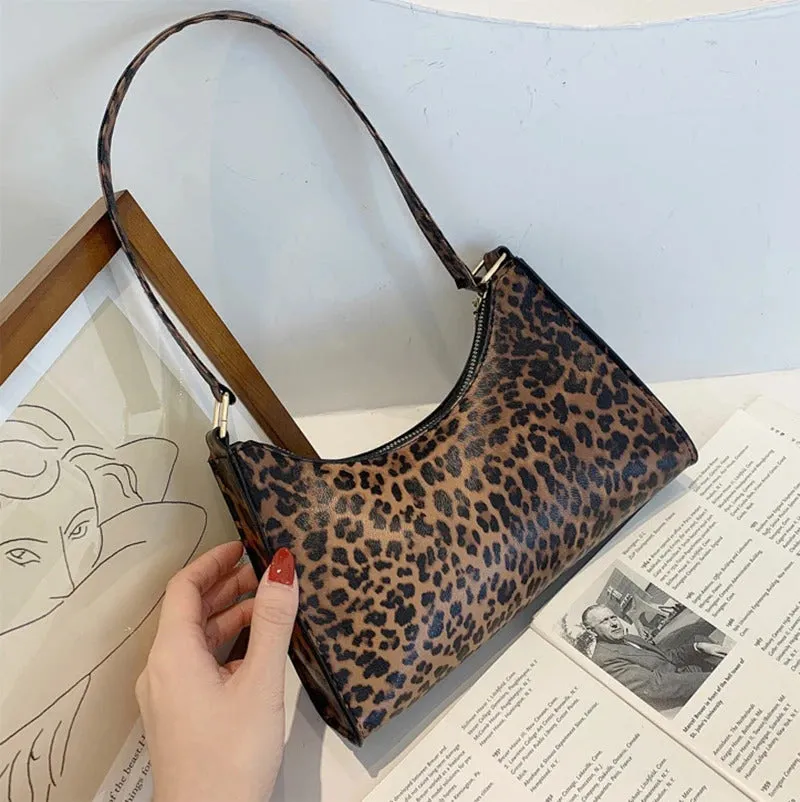 Summer New Shoulder Bags for Women High Quality Zebra Underarm Handbags PU Leather Leopard Armpit Purse Bag
