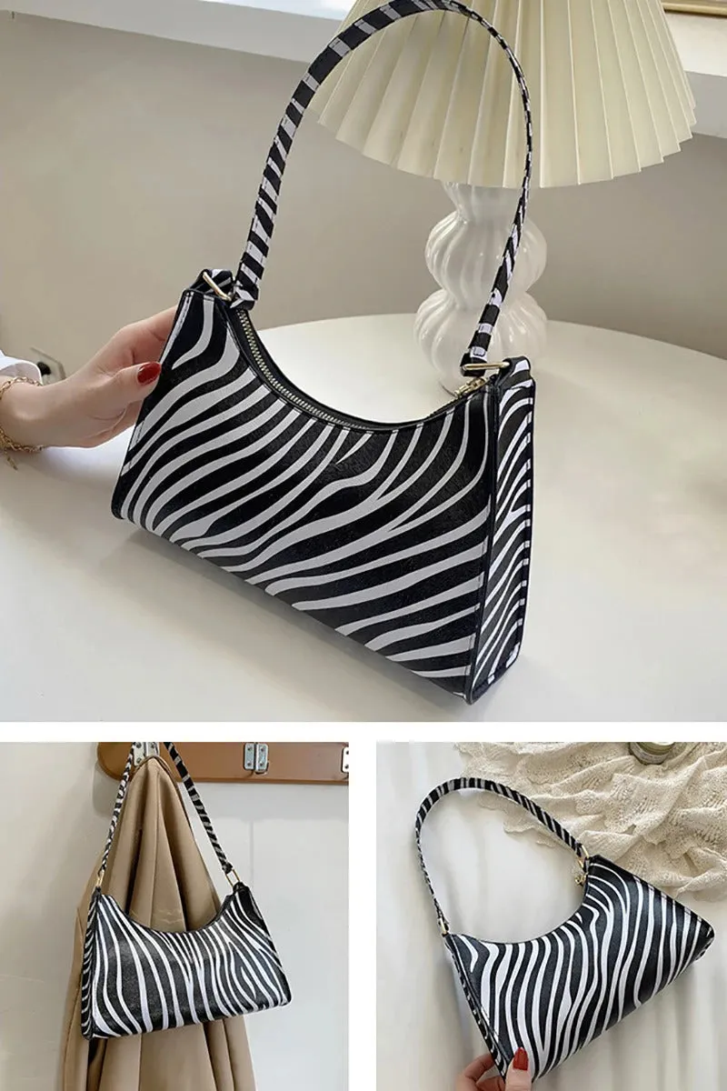 Summer New Shoulder Bags for Women High Quality Zebra Underarm Handbags PU Leather Leopard Armpit Purse Bag