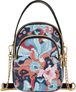 susiyo Bright Pattern Birds Crossbody Purse for Women, Quilted Crossbody Bag Ladies Casual Bags Shoulder Bag Phone Purse Handbag Wallet