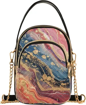 susiyo Multicolored Swirl Crossbody Purse for Women, Quilted Crossbody Bag Ladies Casual Bags Shoulder Bag Phone Purse Handbag Wallet