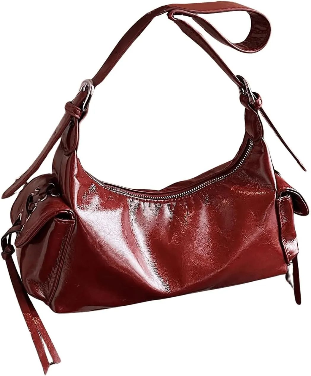 SweatyRocks Women's Retro Leather Shoulder Bags Lace Up Buckle Punk Hobo Clutch Purses