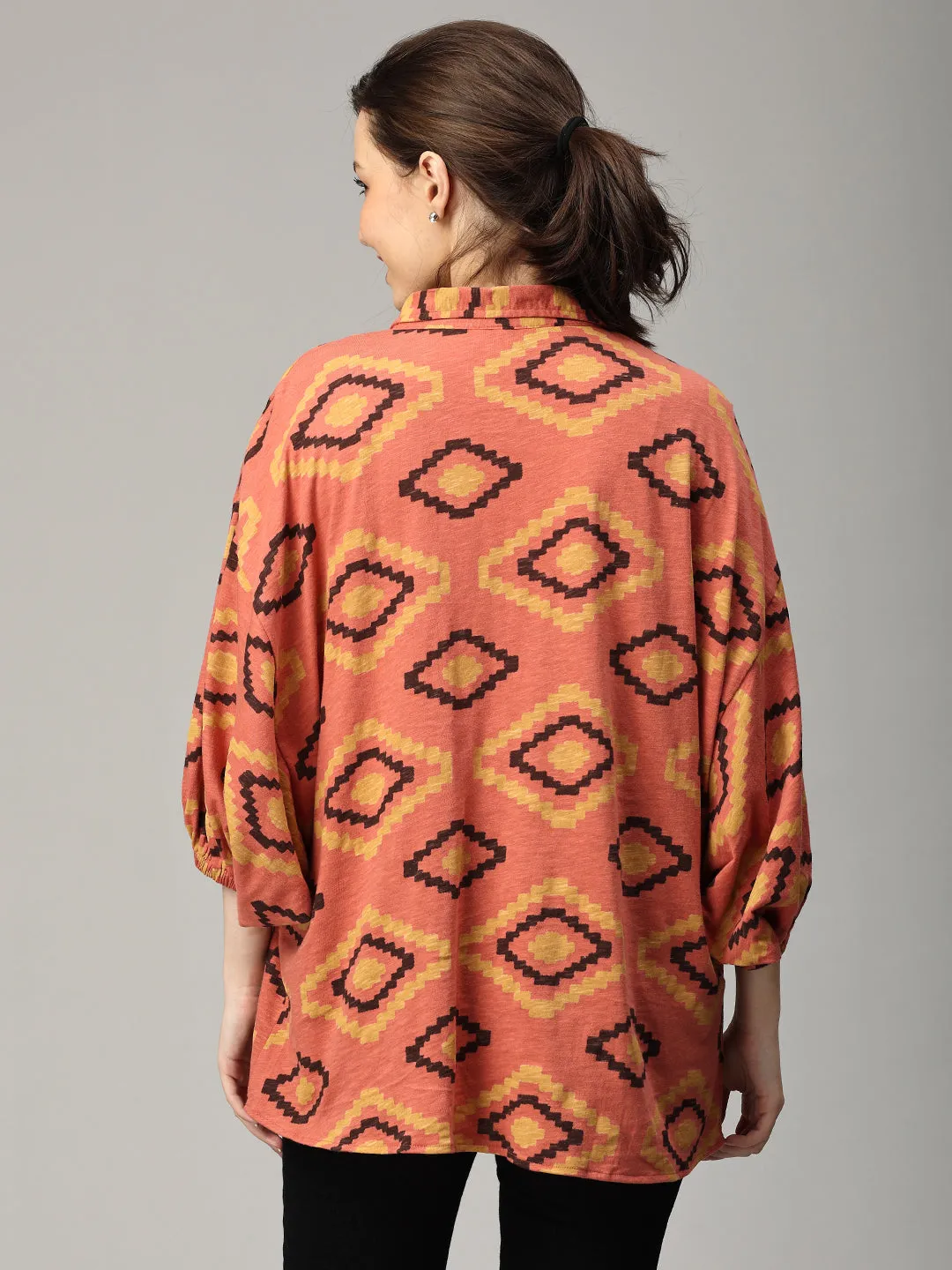 Terra Cotta Ikat Maternity and Nursing Top