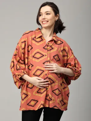 Terra Cotta Ikat Maternity and Nursing Top