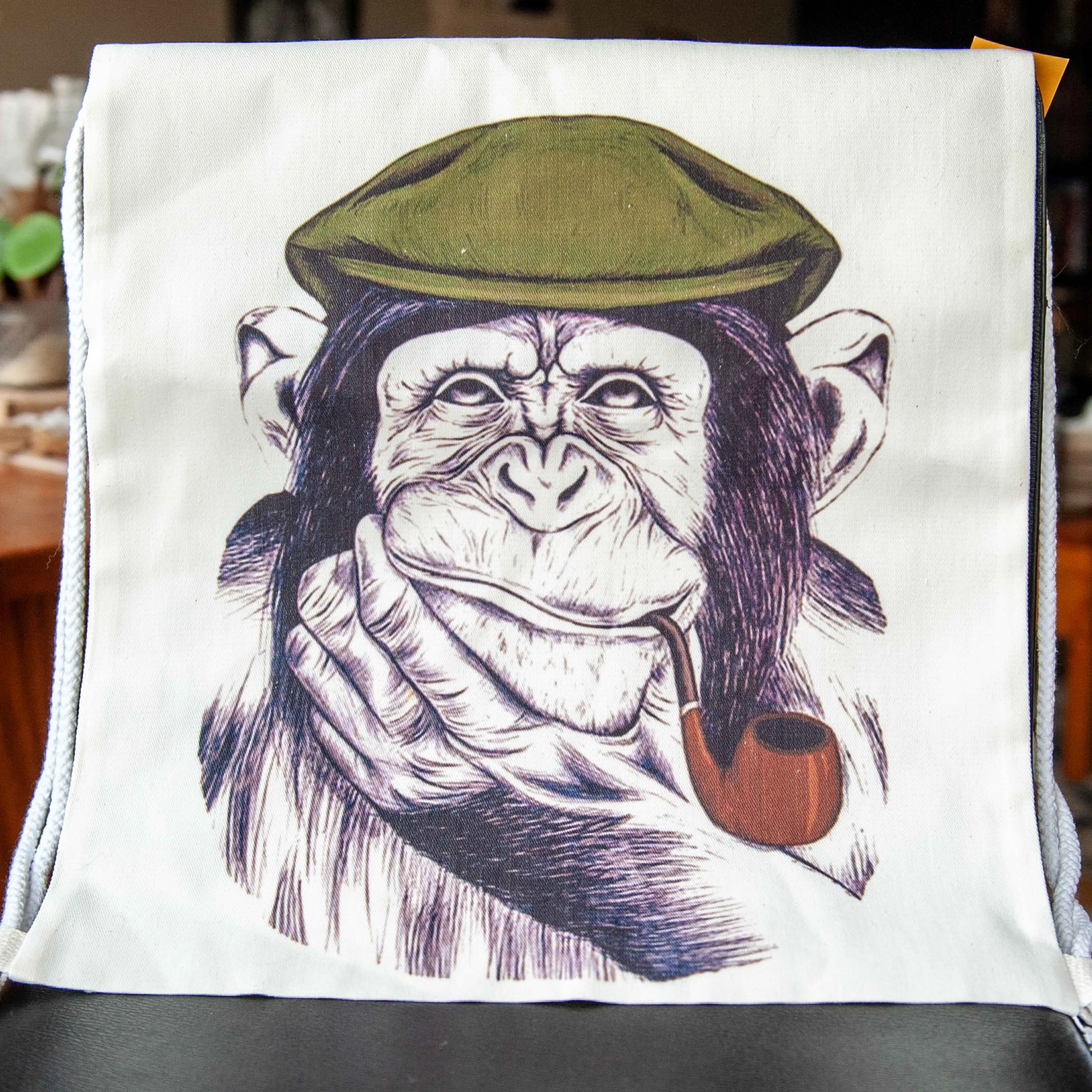 Thoughful Monkey Drawstring Bag