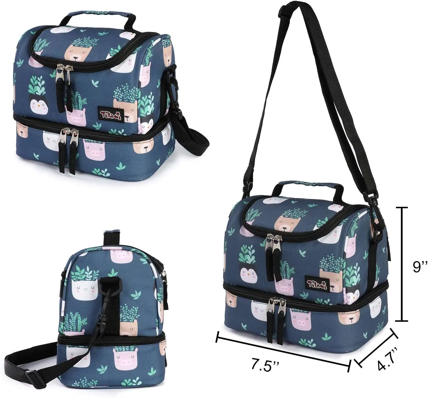 Tilami  18 inch Plants Blue Double Handle Rolling Backpack with Lunch Bag