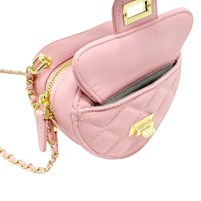 Tiny Treats Quilted Heart Crossbody Bag Pink