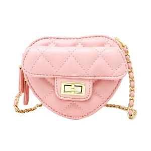 Tiny Treats Quilted Heart Crossbody Bag Pink