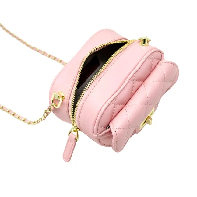 Tiny Treats Quilted Heart Crossbody Bag Pink