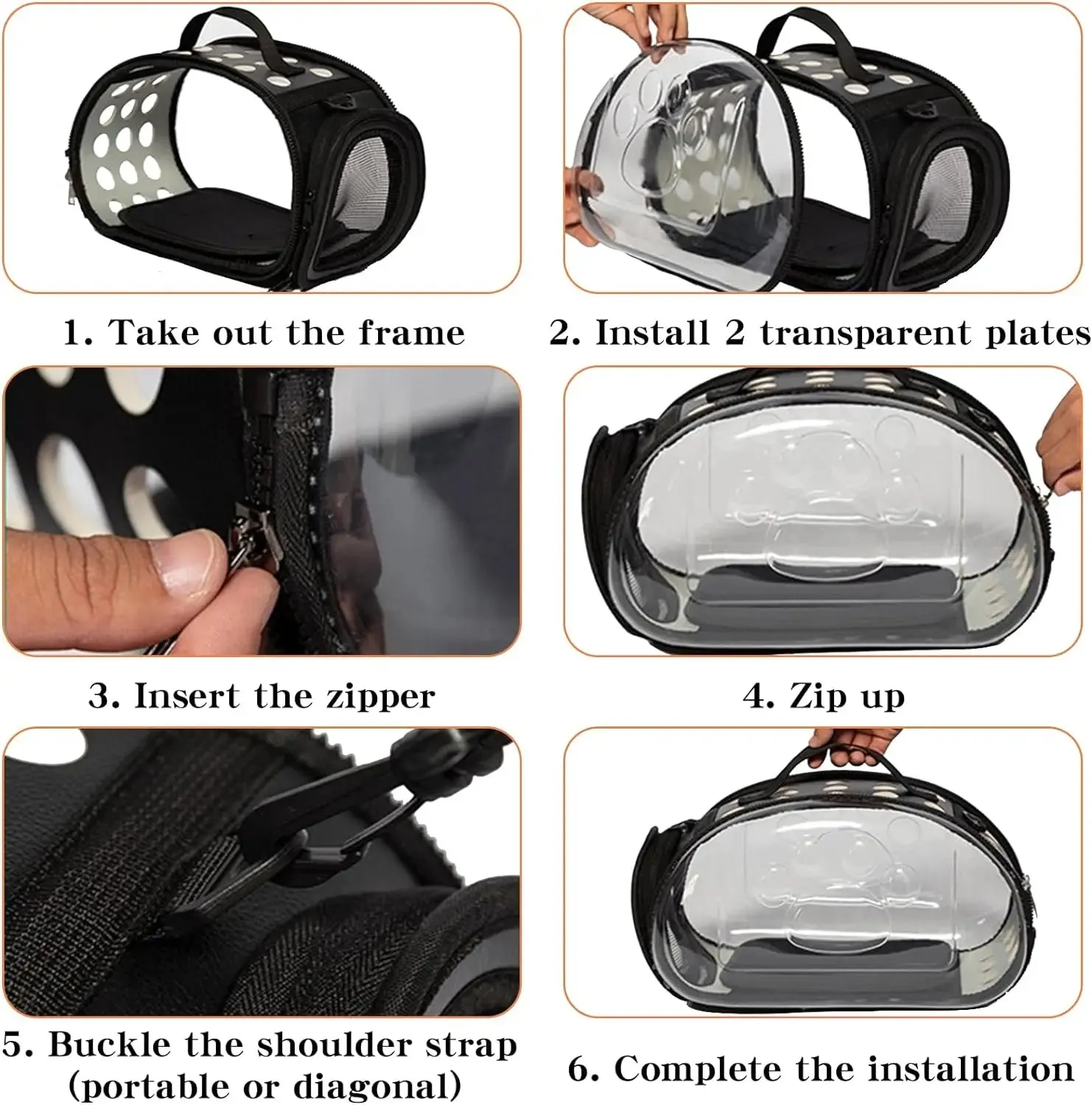 Transparent Foldable Pet Travel Carrier