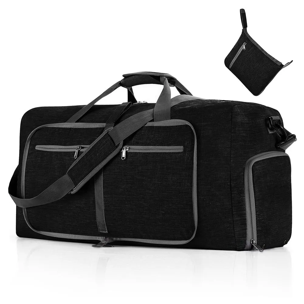 Travel Duffle Bag Foldable Gym Bag Travel Duffel Bag for Men and Women Black