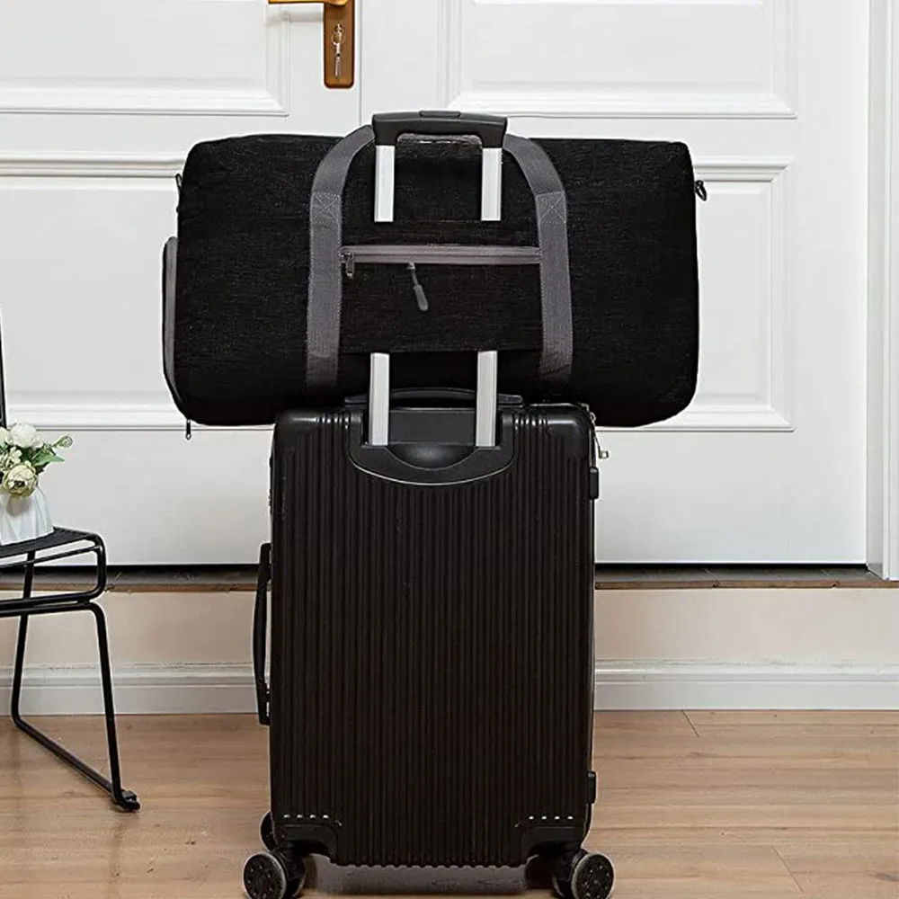 Travel Duffle Bag Foldable Gym Bag Travel Duffel Bag for Men and Women Black