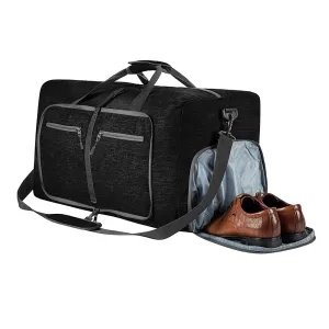 Travel Duffle Bag Foldable Gym Bag Travel Duffel Bag for Men and Women Black