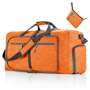Travel Duffle Bag Foldable Gym Bag Travel Duffel Bag for Men and Women Orange