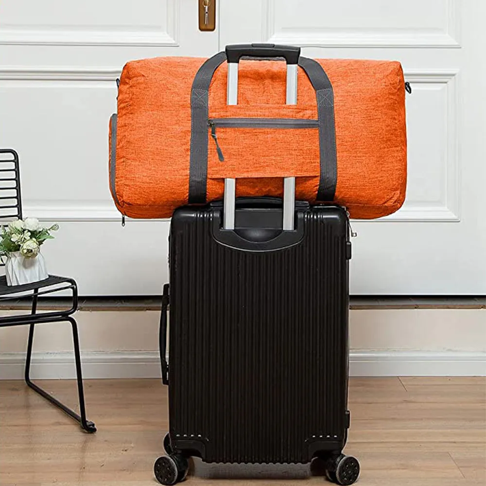 Travel Duffle Bag Foldable Gym Bag Travel Duffel Bag for Men and Women Orange