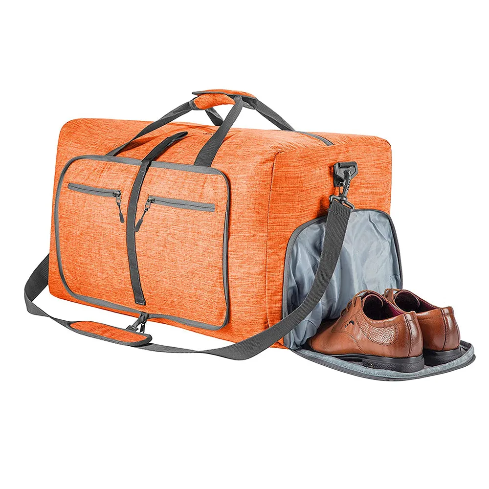 Travel Duffle Bag Foldable Gym Bag Travel Duffel Bag for Men and Women Orange