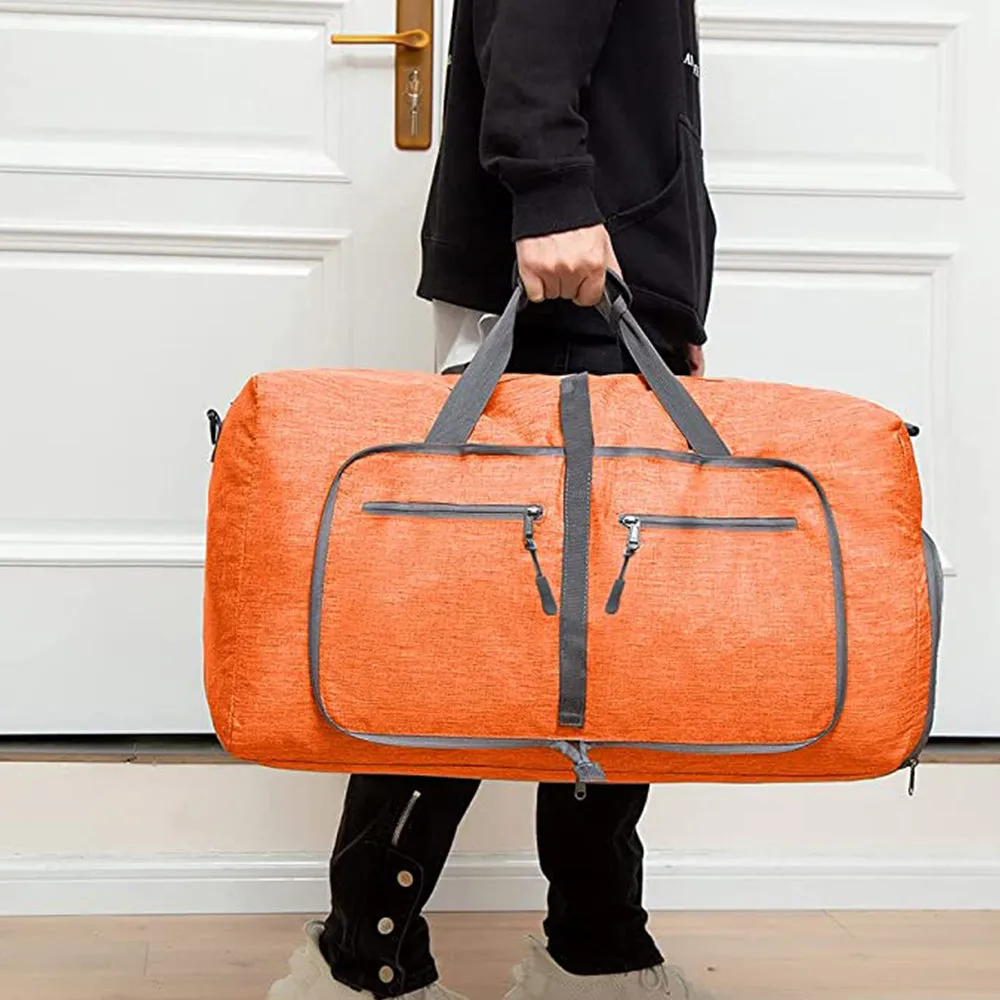 Travel Duffle Bag Foldable Gym Bag Travel Duffel Bag for Men and Women Orange