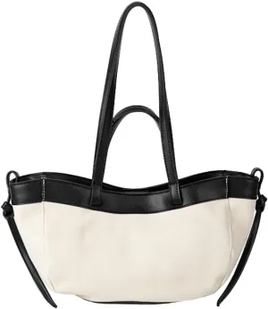 Trendy Canvas Tote Bag Women 2025 Casual Shoulder Bags Purses and Handbags Work Travel Purse Contrast Color Design