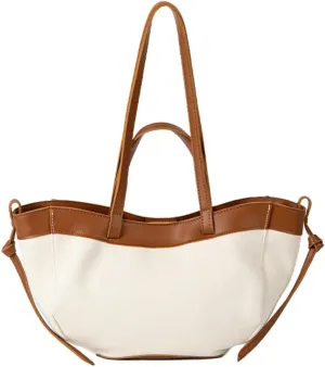 Trendy Canvas Tote Bag Women 2025 Casual Shoulder Bags Purses and Handbags Work Travel Purse Contrast Color Design
