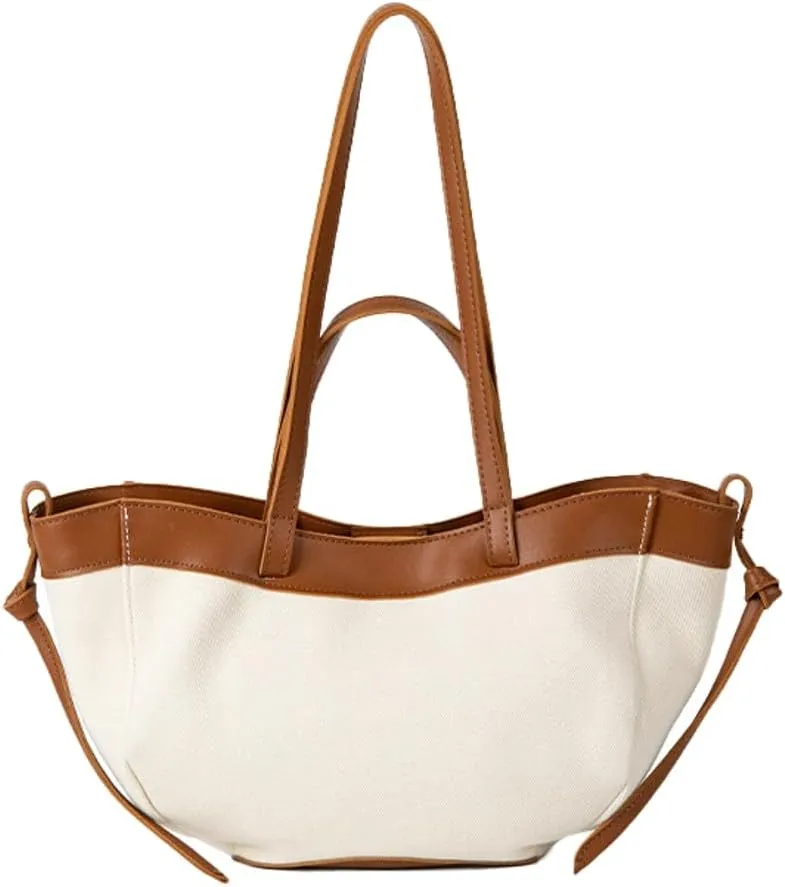 Trendy Canvas Tote Bag Women 2025 Casual Shoulder Bags Purses and Handbags Work Travel Purse Contrast Color Design