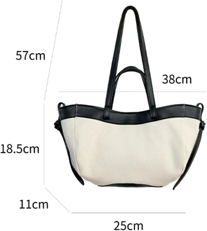 Trendy Canvas Tote Bag Women 2025 Casual Shoulder Bags Purses and Handbags Work Travel Purse Contrast Color Design