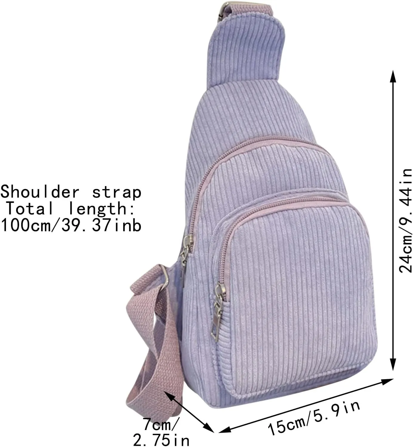 Trendy Corduroy Sling Bag Lightweight Chest Bags Versatile Crossbody Bags Anti Theft Travel Daypack for Women (Brown, One Size)