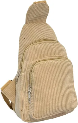 Trendy Corduroy Sling Bag Lightweight Chest Bags Versatile Crossbody Bags Anti Theft Travel Daypack for Women (Khaki, One Size)