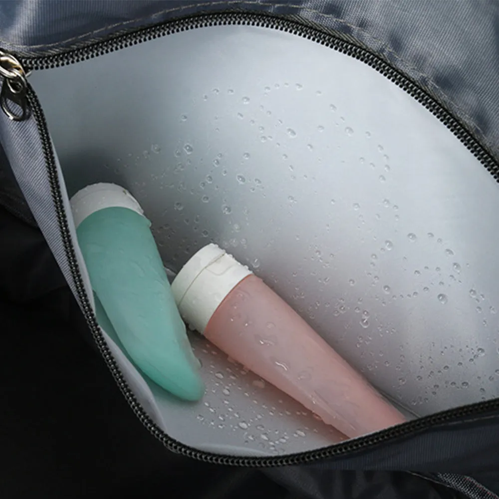 Trendy Gradient Duffle Bag Expandable Overnight Bag Foldable Carry On Bag with Dry Wet Separation Pocket Pink