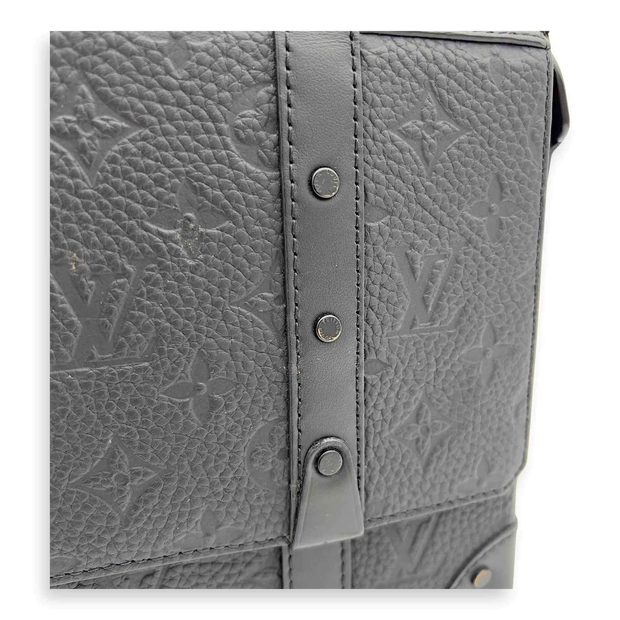 Trunk PM Black Crossbody Bag in Taurillon Monogram Leather, Lacquered Metal hardware